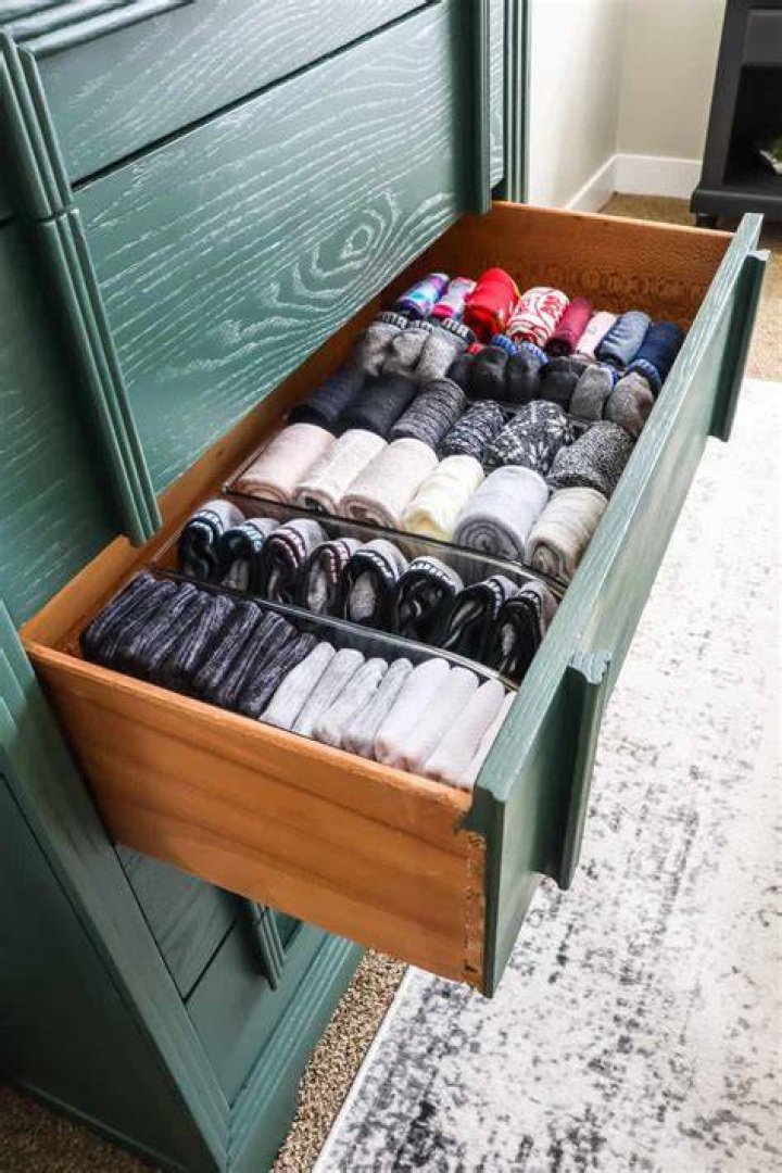 How do you store socks in a drawer?