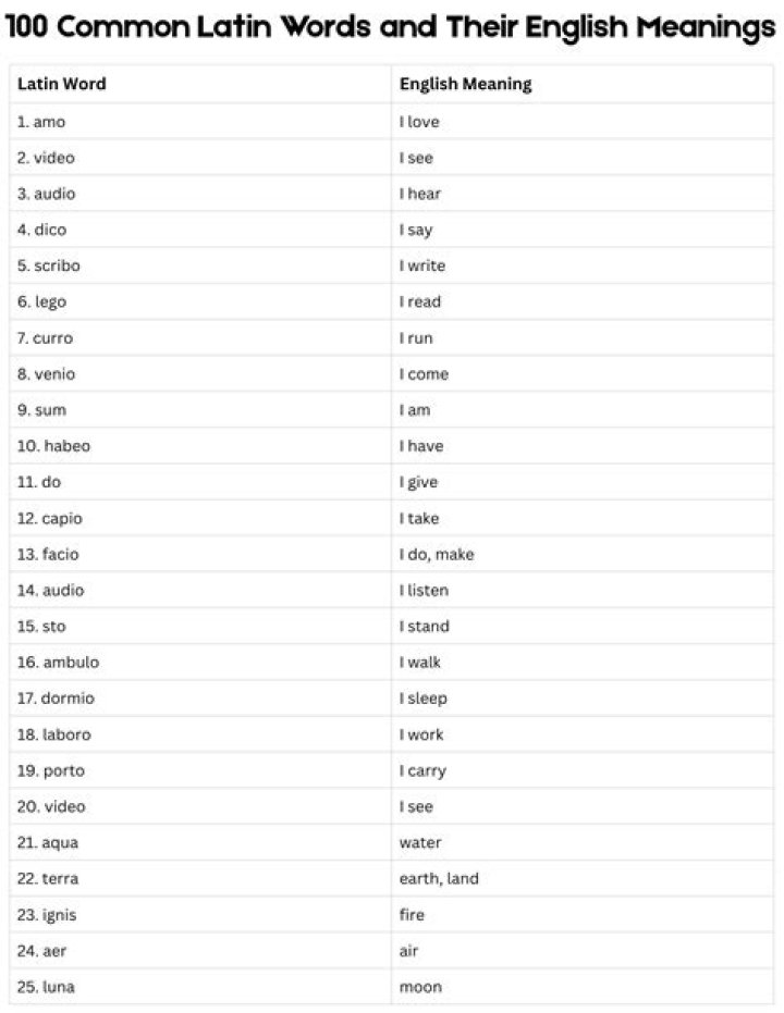 What are some common Latin words?