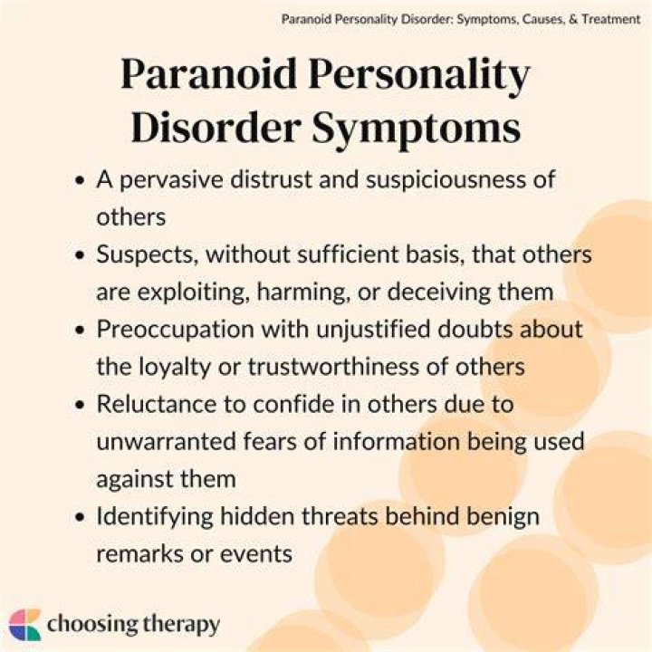 What are the signs and symptoms of paranoia?