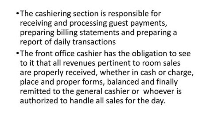 What is front office cashiering?